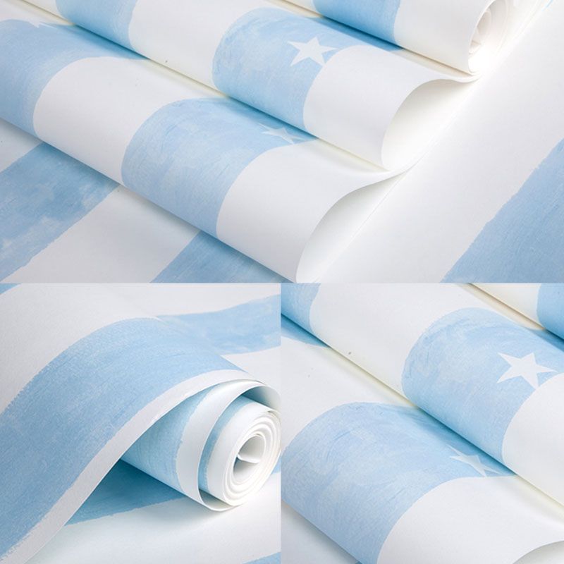 Non-Pasted Wallpaper Roll Non-Pasted Stripe Wall Covering for Children's Bedroom Decoration
