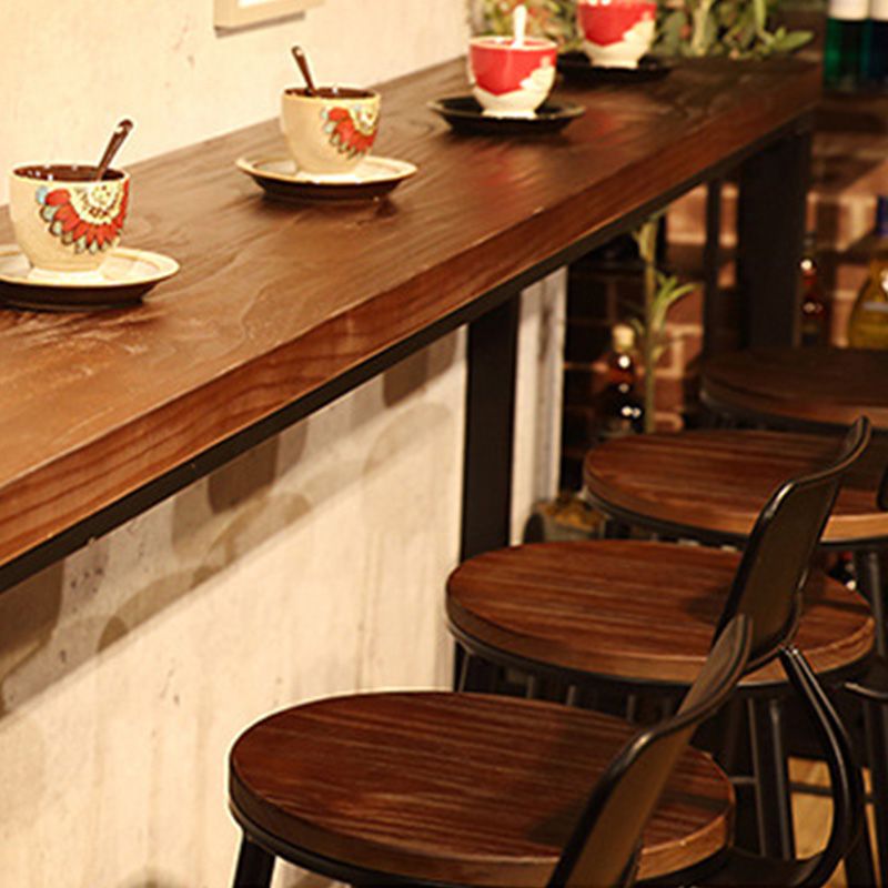 Contemporary Metal Bar Stool Wood Seat Bar Stool for Home Use