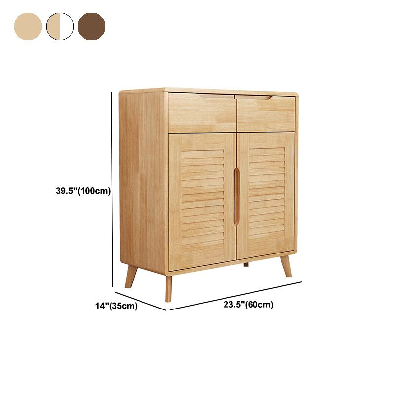Contemporary Solid Wood Accent Cabinet with 2 Drawers and Doors