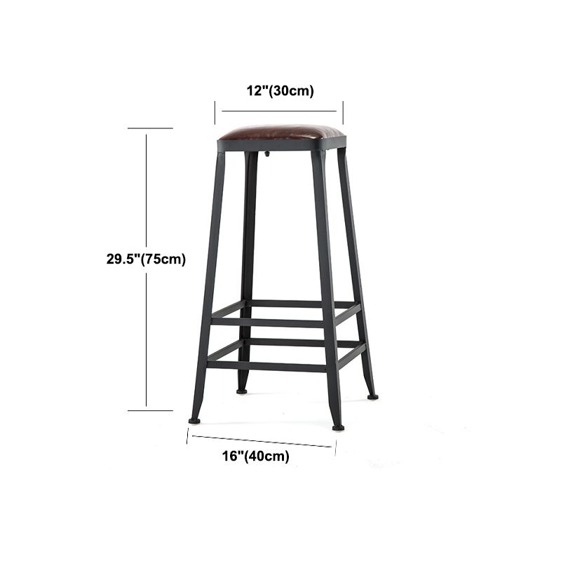 Dining Room Industrial Style Leather Barstool Iron 4 Legs Bar Stool with Pedal