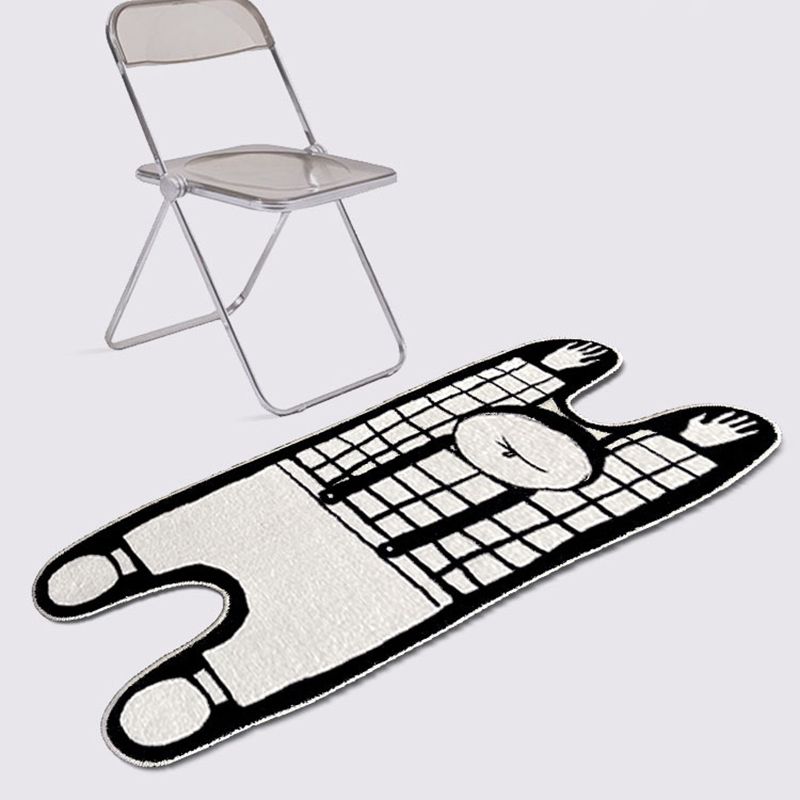 Black Modern Rug Polyester Kids Indoor Rug Stain Resistant Rug for Living Room