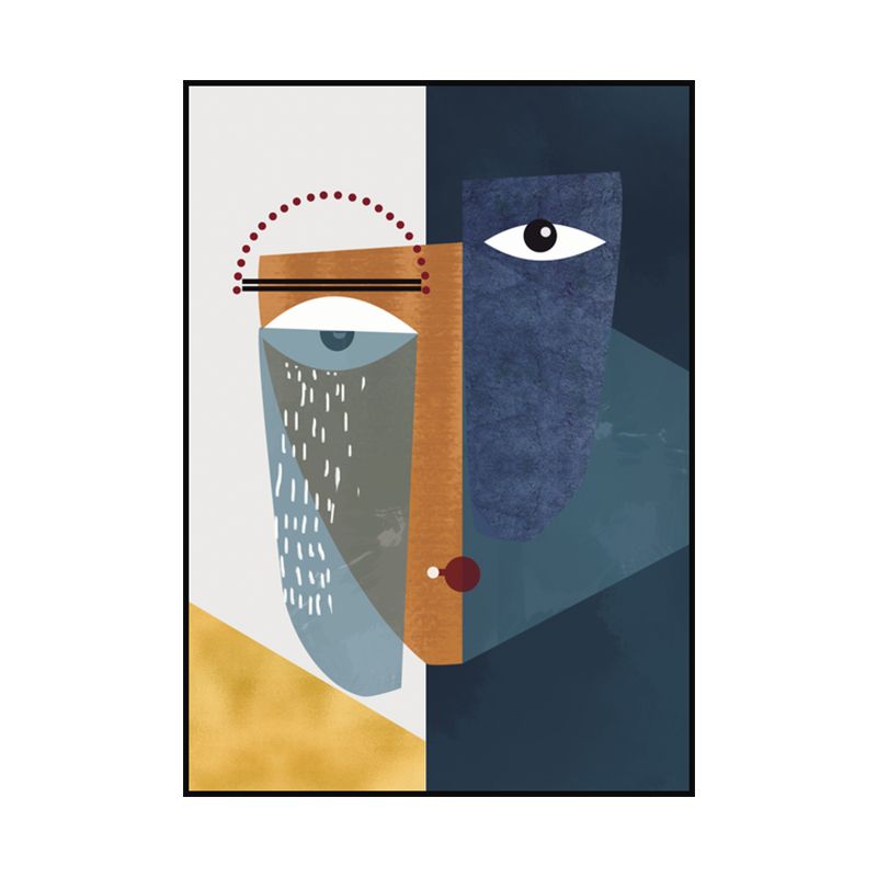 Modern Abstract Face Wall Art Canvas Textured Pastel Color Wall Decoration for Home