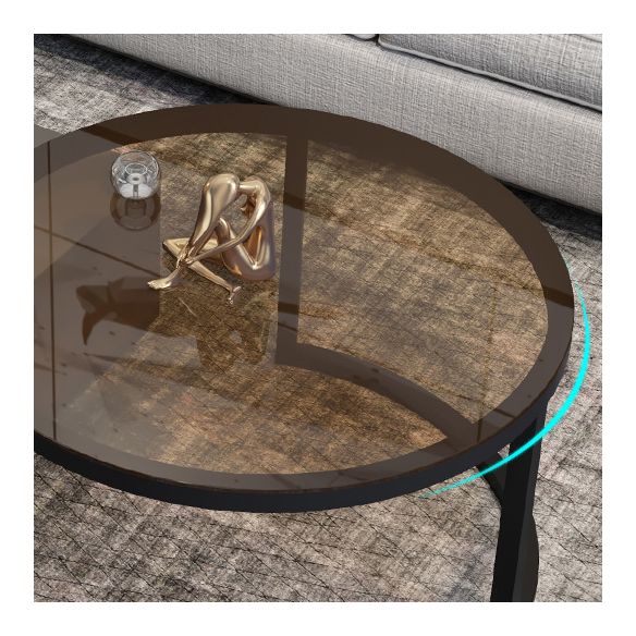 Modern 2 Nesting Coffee Table Set 31.5" W Glass & Wood Cocktail Table with Storage