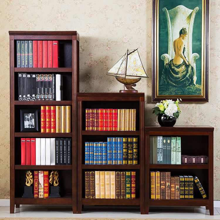 Contemporary Style Bookshelf Solid Wood Closed Back Bookcase for Office and Home
