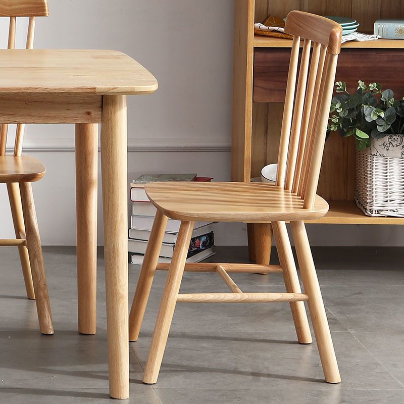 Contemporary Wood Dining Chair Windsor Back Side Chair in Matte Finish for Indoor