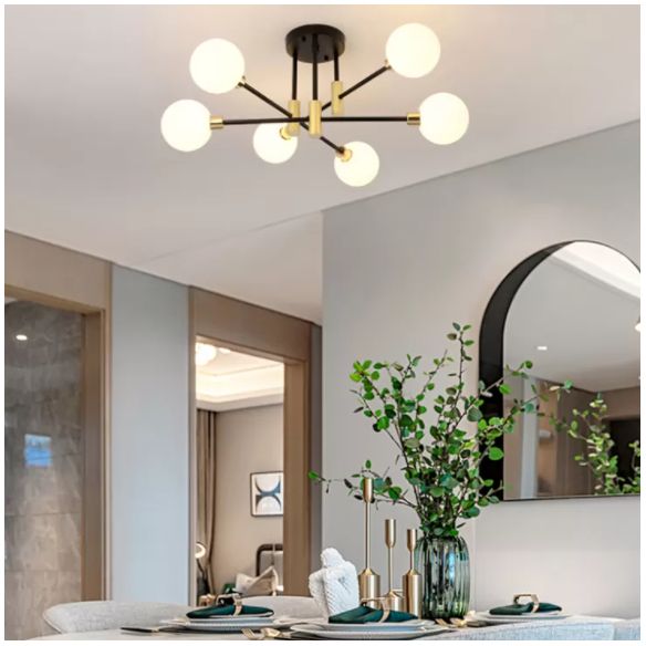 New Modern Transparent Glass Semi Flush Light Fixtures Bedroom Starburst Flush Mount Light
