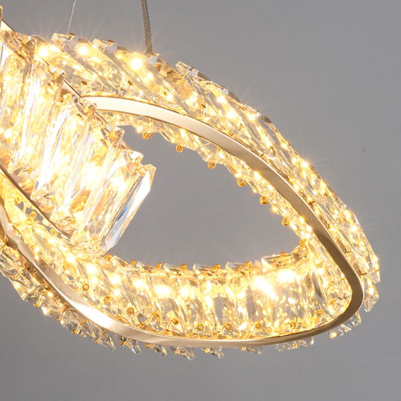 Nordic Style Crystal Hanging Lamp Geometry Shape Island Light Fixture for Bedroom