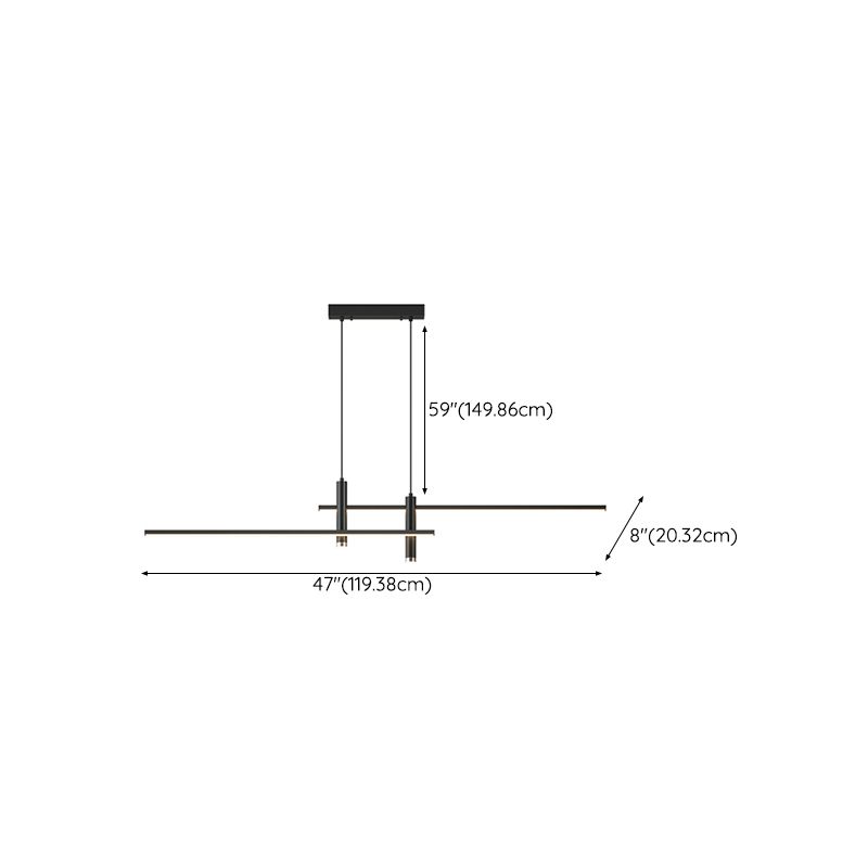 3 Lights Metal Linear Modern Hanging Island Lights for Dining Room