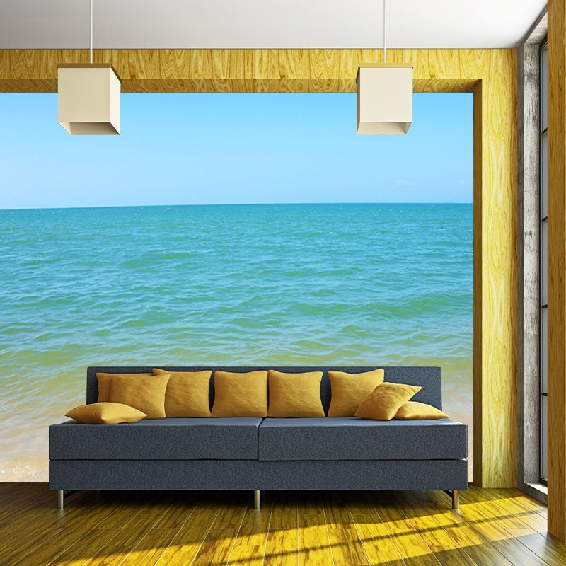 Sea Beach View Wall Covering for Living Room, Customized Size Available