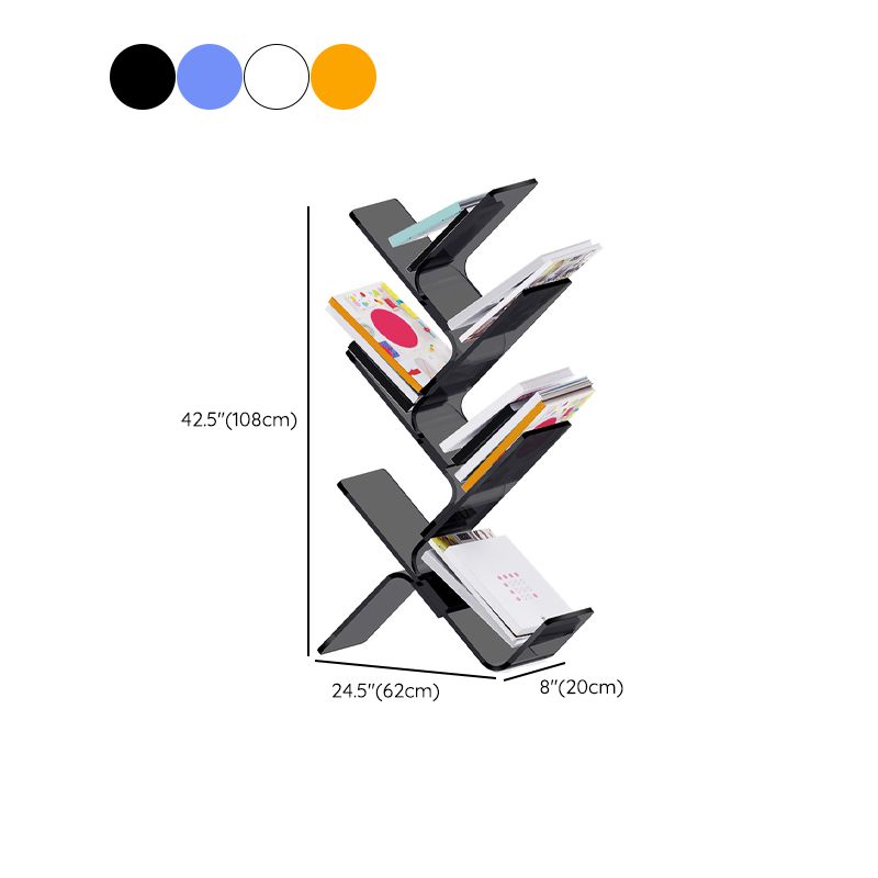 Modern Open Back Standard Bookshelf Acrylic Bookcase with Shelves for Study Room