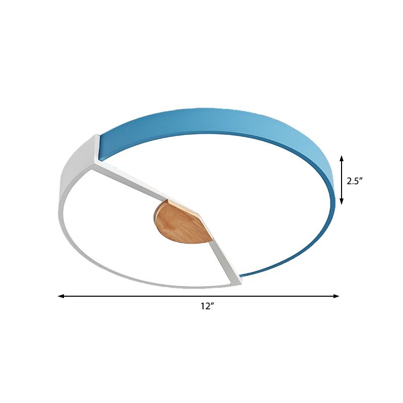 Lámpara empotrada redonda con empalme metálico, LED moderno integrado, lámpara montada en techo negra/rosa/amarilla, 12 "/ 16"/19,5 "de ancho