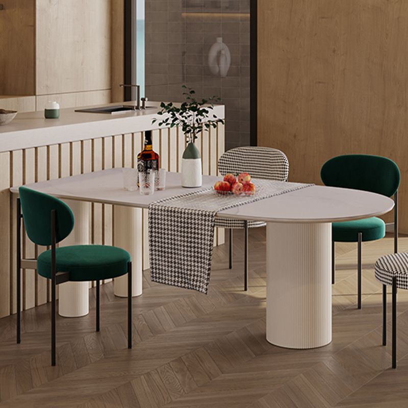 Free Form Modern Dining Table for Home White Dinette Table with Matte Finish Legs
