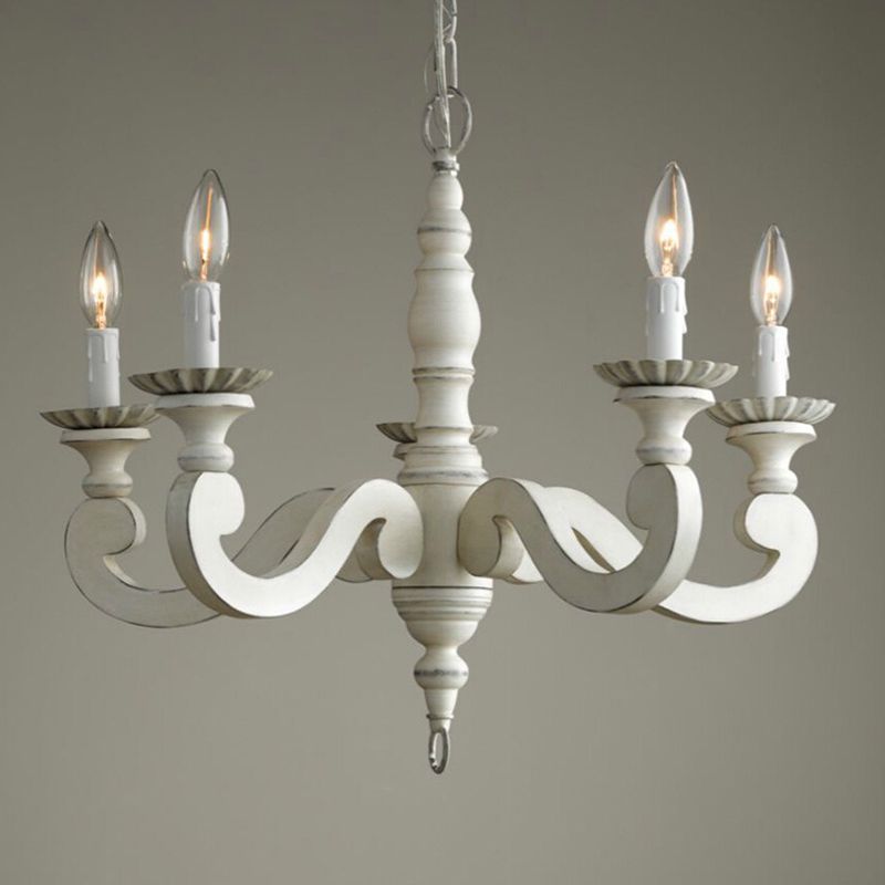 Lustre de lustre blanc campagne country swooping bras pendant éclairage pour le salon