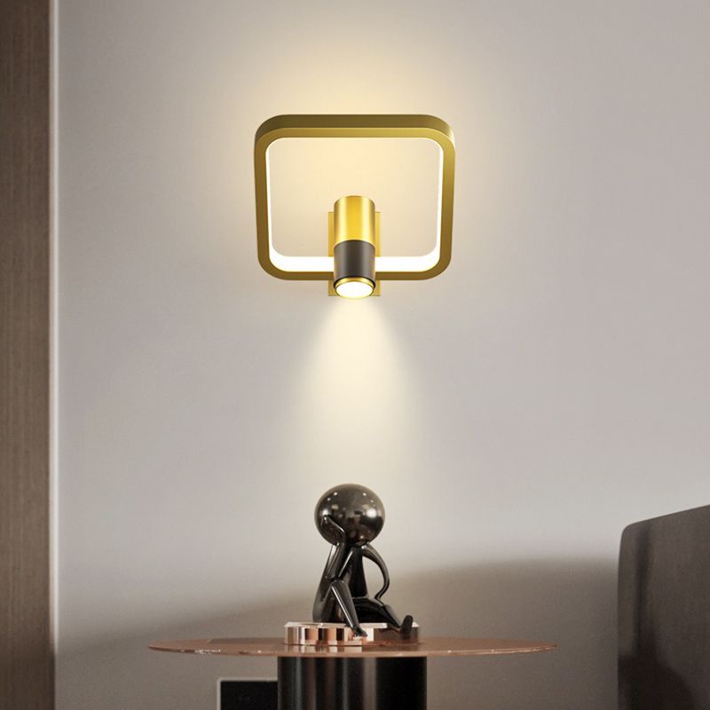 Light Luxury Metal Wall Light Geometry LED Wall Lamp with Silica Gel Shade for Bedroom