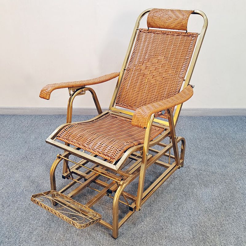 Modern Rocker Wicker Woven Rope Weather-Resistant Recliner Chair
