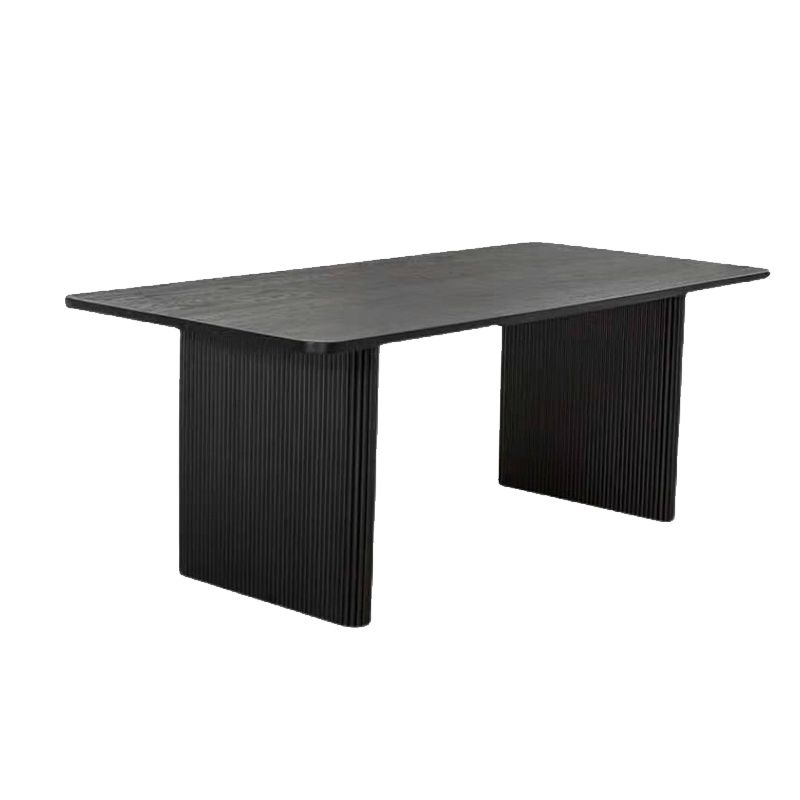 Black Pine Wood Dining Table Modern Indoor Rectangle Dinette Table