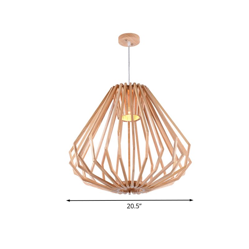 Esszimmer Diamond Cafe Anhänger Leicht Holz 1 Kopf Asiatischer Stil Beige Suspension Licht