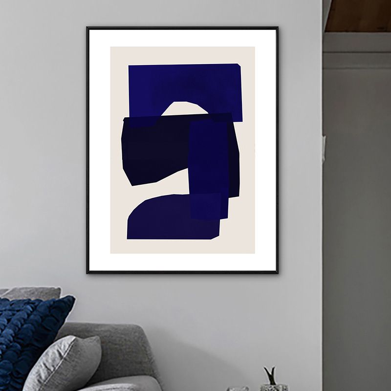 Canvas Textured Art Print Minimalistic Abstract Wall Decor in Dark Color for Bedroom