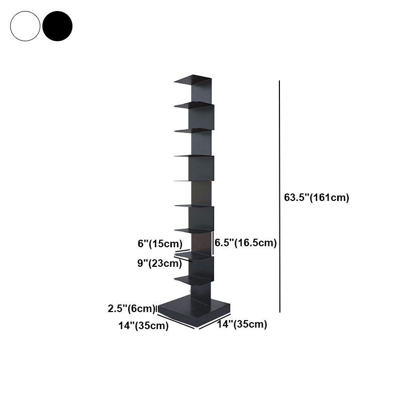 Contemporary Corner Bookshelf Closed Back Iron Vertical Bookcase
