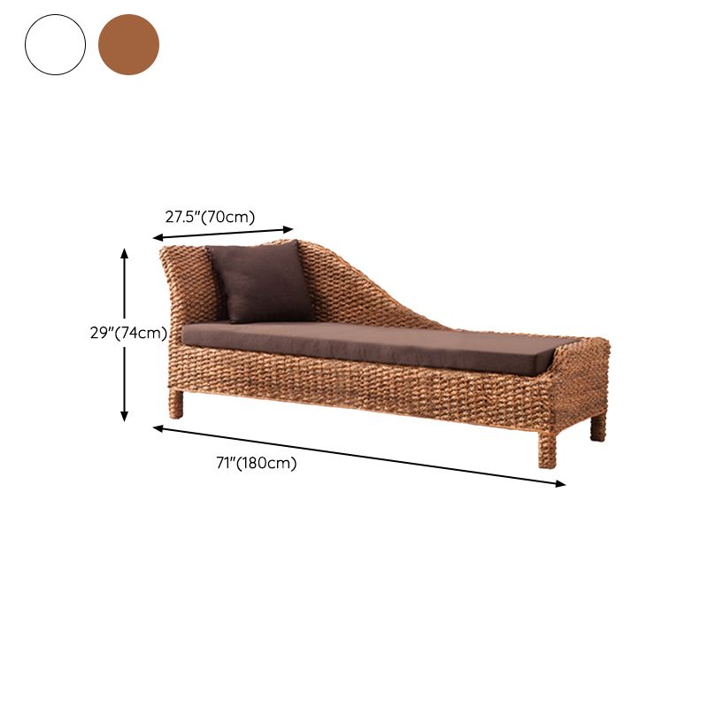Farmhouse Style Chaise Lounge Chair Rattan Chair for Bedroom