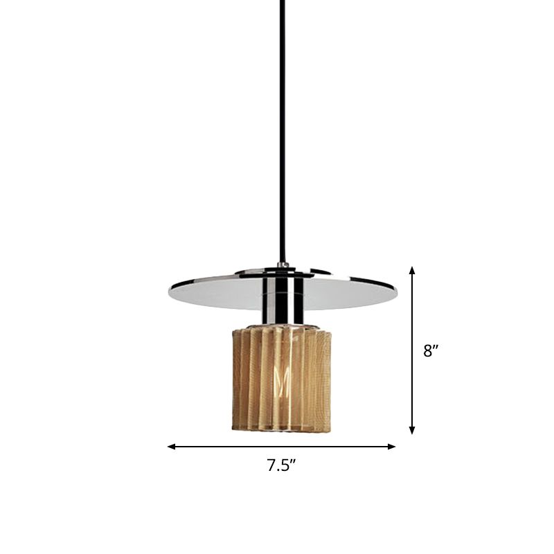 Diseñador 1 Lámpara de luz Costilina Camiseta Mini lámpara de techo de tambor cromado con parte superior plana