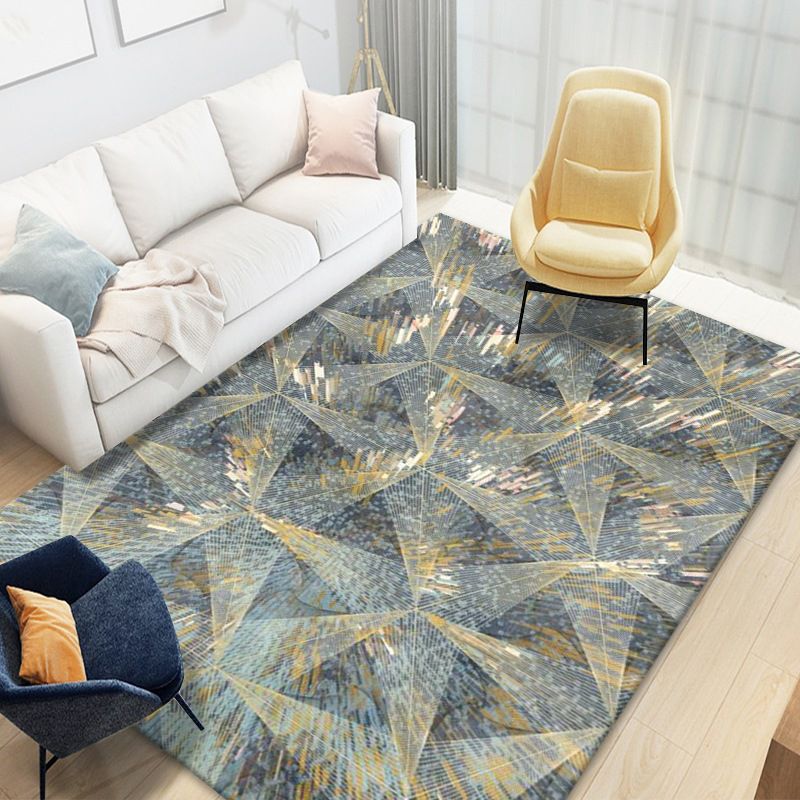 Modern Area Rug Abstract Pattern Polyester Rug Stain Resistant Carpet for Living Room