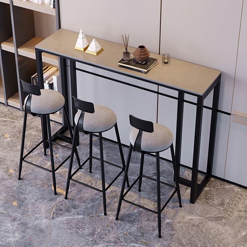 Modern 1/3/4/5 Pieces Bar Table Set Rectangle Stone Counter Table with Stools for Balcony