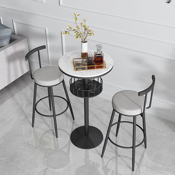 Glam Faux Leather Dining Stools Upholstered Bar Stools with Metal Base