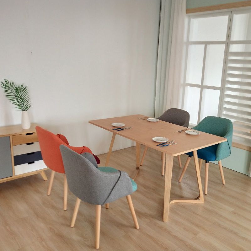 Nordic Style Solid Wood Dining Room Chair Upholstered Arm Chair for Home Use