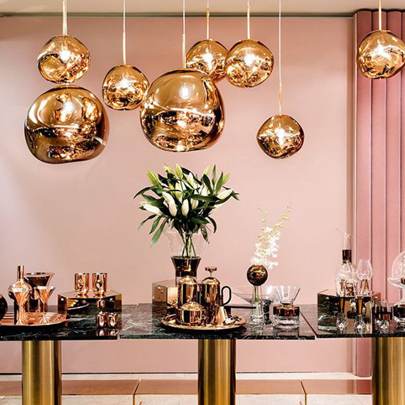 Contemporary Colorful Glass Hanging Light Creative Metallic Pendant Lighting Fixture