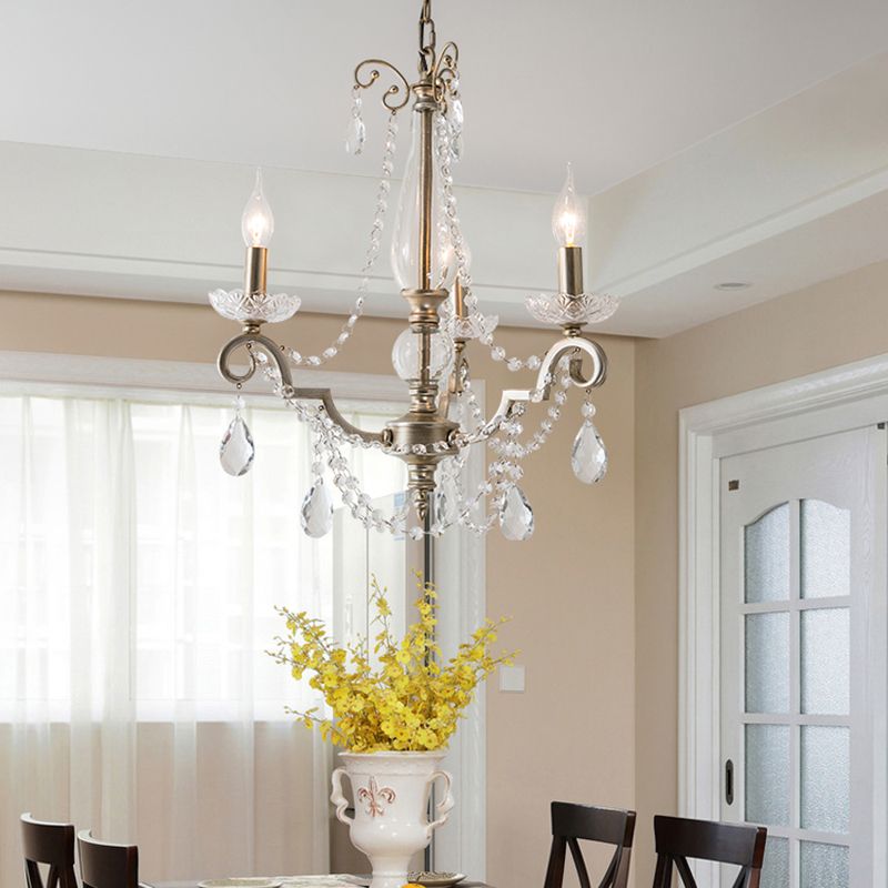 Crystal Vintage Pendant Lighting Fixtures Silver Sputnik Hanging Lights