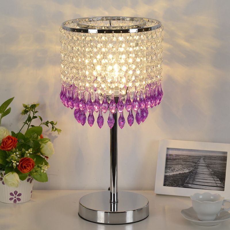 Crystal perled rouge / rose / violet lampe 2 niveaux Pichet à pain de nuit moderniste simple
