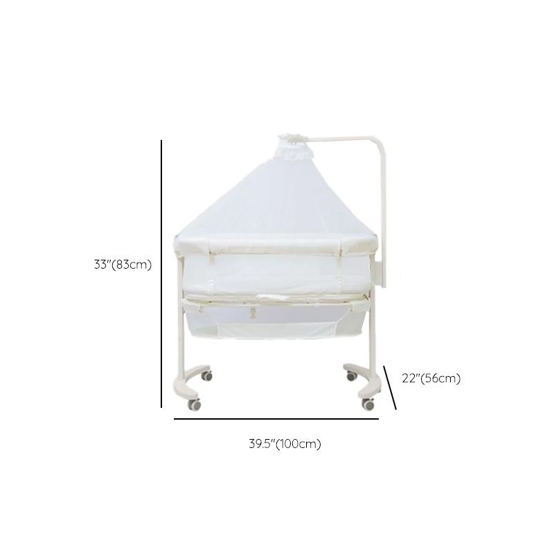 Contemporary Plastic Movable Nursery Bed with Mattress and Guardrail