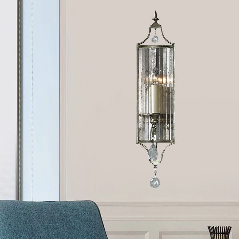 Candelabra soggiorno paesaggio paesaggio cristallo sfaccettato 1/3 head Silver Wall Lampleg