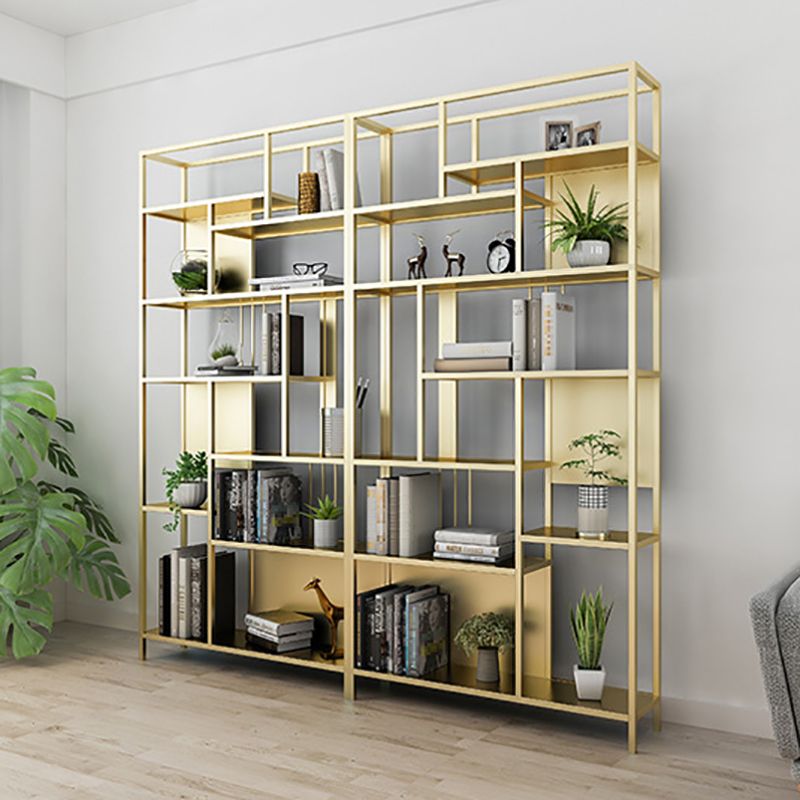 Open Back Shelf Bookcase Glam Vertical Bookcase for Study Room