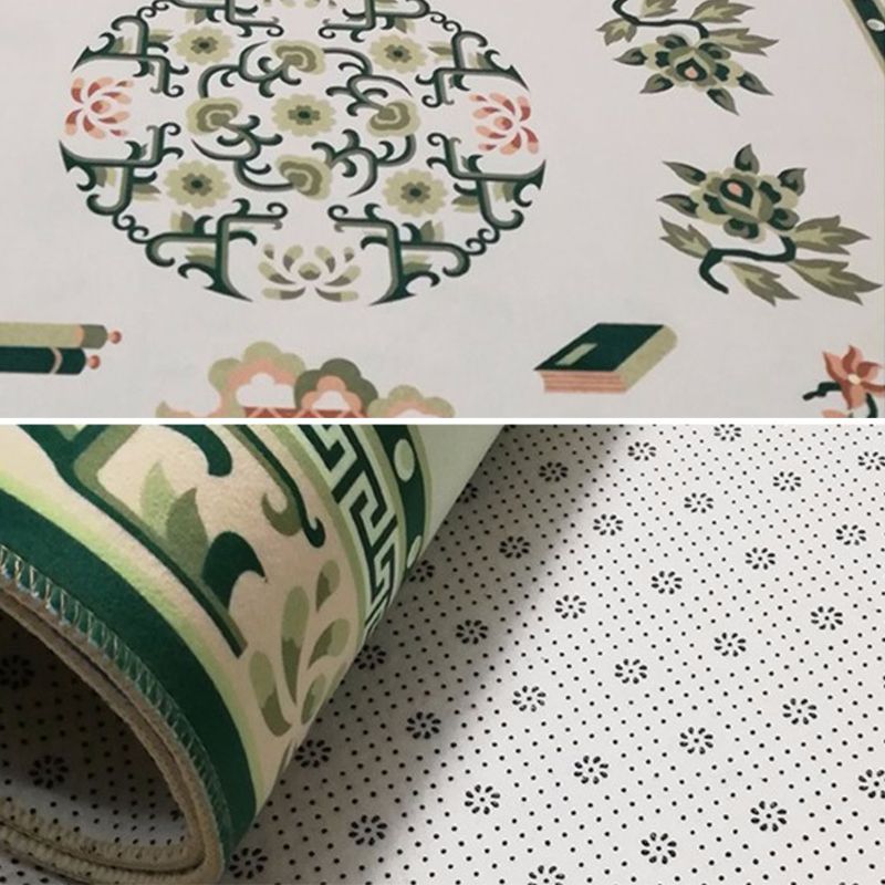 Multicolor Chinoiserie Area Carpet Polyester Ink Effect Indoor Rug Anti-Slip Backing Carpet for Living Room