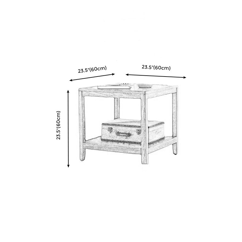 Tradional Wood End Table Double Tier Sofa Side Table for Living Room