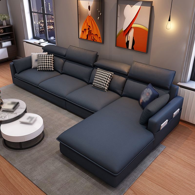 L-Shape High Back Faux leather Square Arm Sectional with Storage and Stain-Resistant
