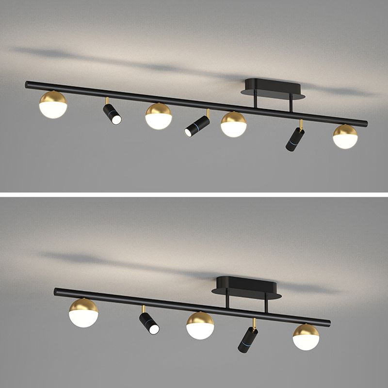 Wrought Iron Track Lighting Modern Linear Ceiling Mounted Lamp for Dining Room