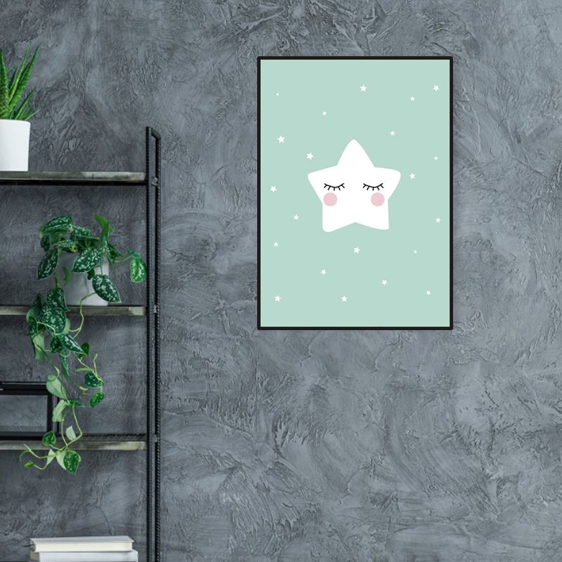 Soft Color Starry Sky Canvas Textured Wall Art Print for Living Room, Multiple Size