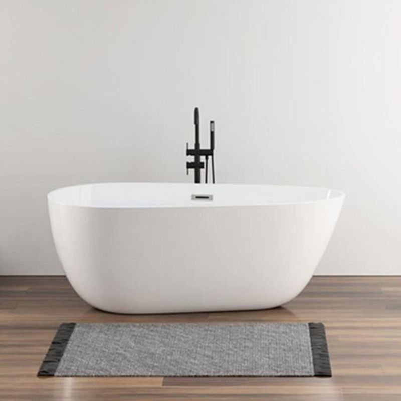 Modern Acrylic Bathtub Freestanding Soaking Bathtub with Drain Bathtub and Overflow Hole