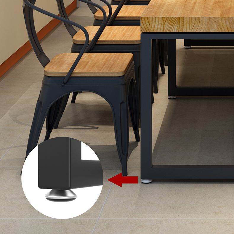 Rectangle Dining Table Industrial Solid Wood Dining Table with Metal Base