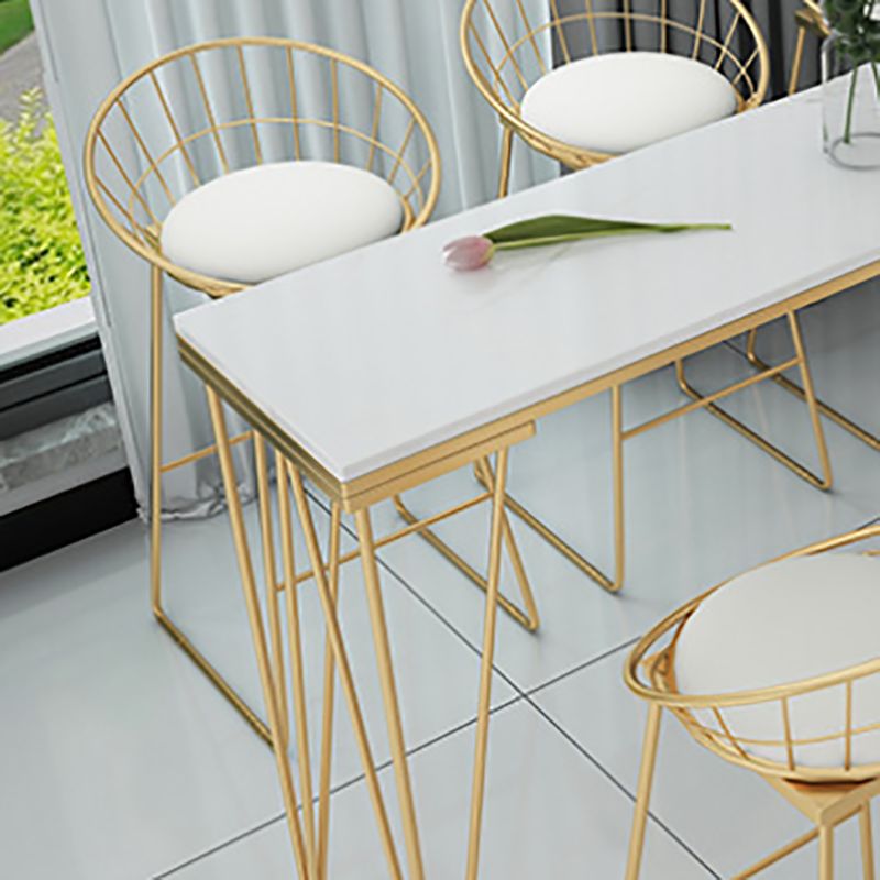 Glam Style Faux Marble Bar Counter Table Rectangle Bar Counter Table