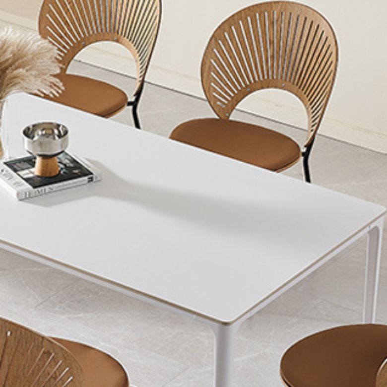 Modern 1/2/5/7 Pieces Dining Room Table Rectangle Stone Furniture in White