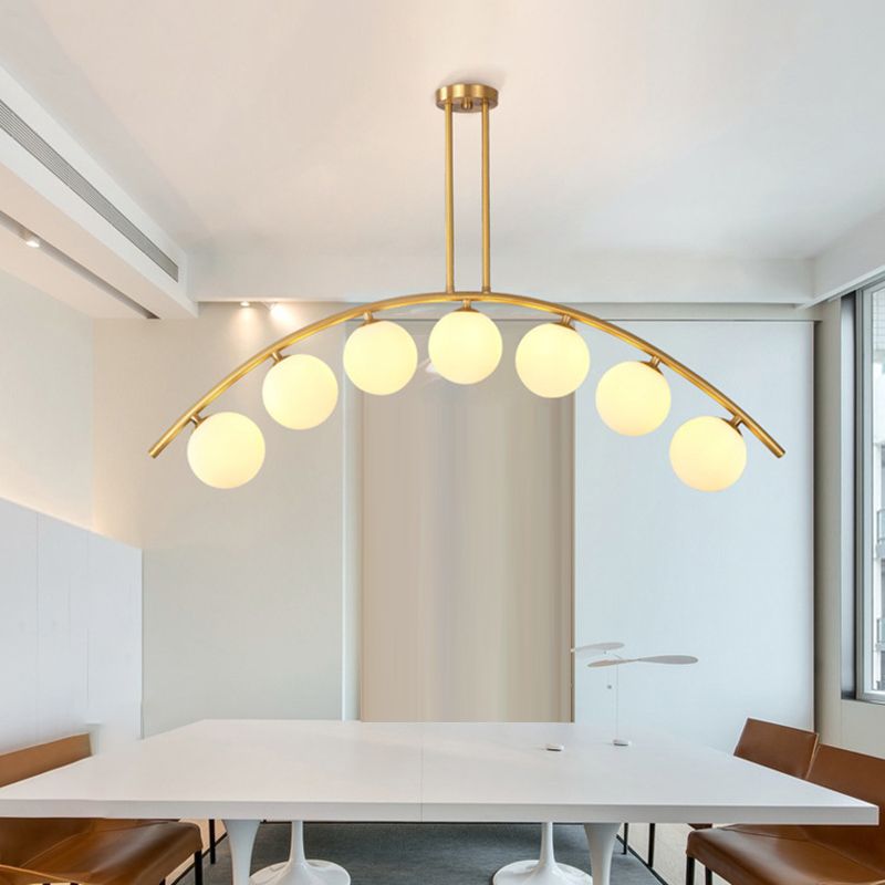 Modern Style Global Shape Island Lights Glass 3/7/9 Lights Pendant Light in Gold