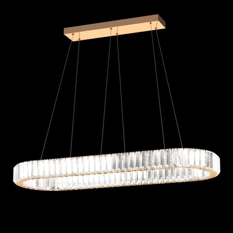 Iluminación colgante lineal luz colgante contemporánea con sombra de cristal para comedor