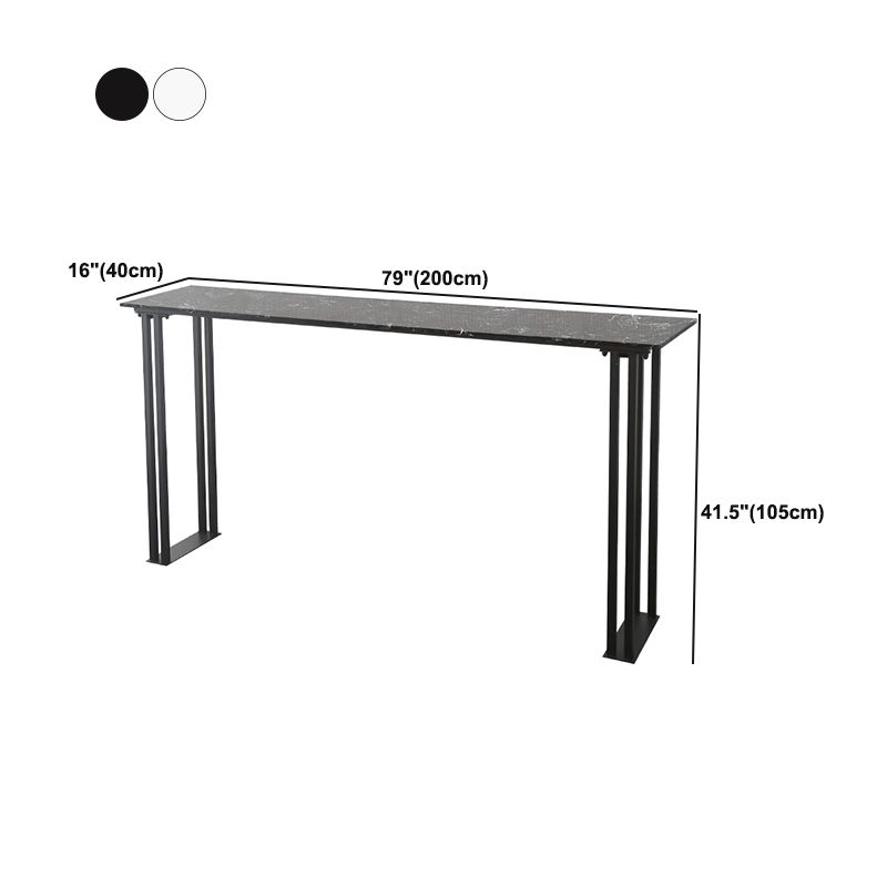 Industrial Style Bar Table Faux Marble Rectangle Bistro Bar Desk with Sled Base