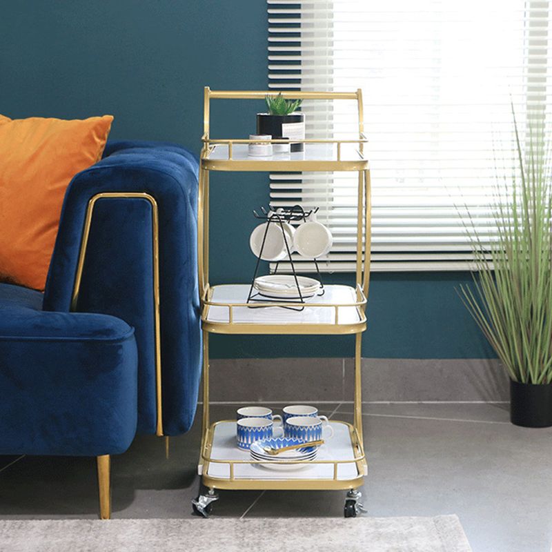 33" High Rolling Contemporary Prep Table Metal Prep Table with Open Storage