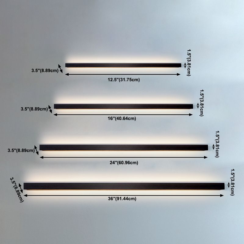 Square Shape Metal Wall Sconce Modern Style Single Light Wall Lighting Fixtures in Black