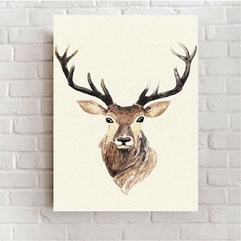 Toile d'art avec illustration mignonne d'animaux, décoration murale intérieure de maison, vie sauvage, couleur douce, texturée